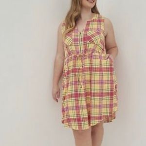 🆕 Multi Plaid Zip Front Stretch Challis Shirt Dress 3 3X 22 24 NWT Torrid New!